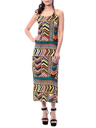 orange printed maxi dress - 14902677 - Very Small Image - 1