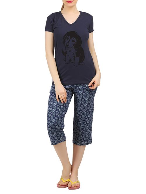 navy blue nightwear capri set - 14902711 - Very Small Image - 1