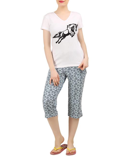 multi colored nightwear capri set - 14902748 - Very Small Image - 1