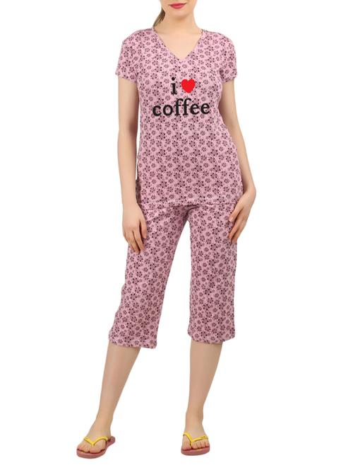 pink cotton nightwear capri set - 14902754 - Very Small Image - 1