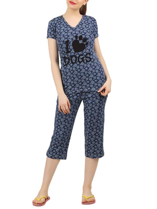 navy blue nightwear capri set - 14902762 - Very Small Image - 1