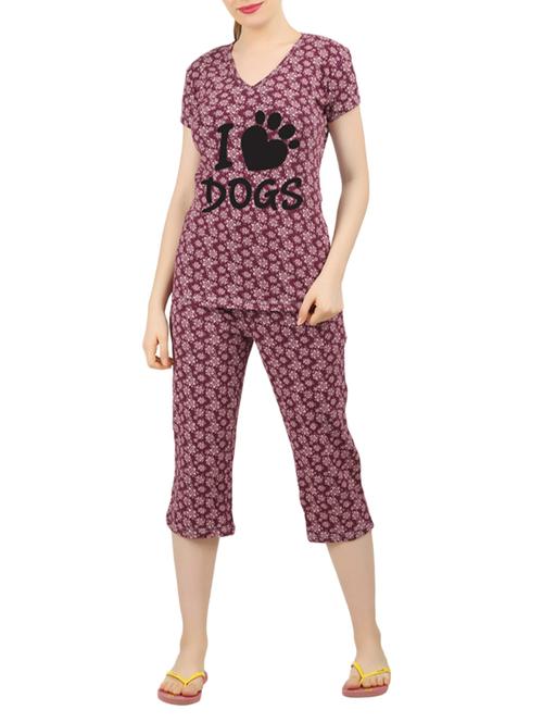 pink cotton nightwear capri set - 14902764 - Very Small Image - 1