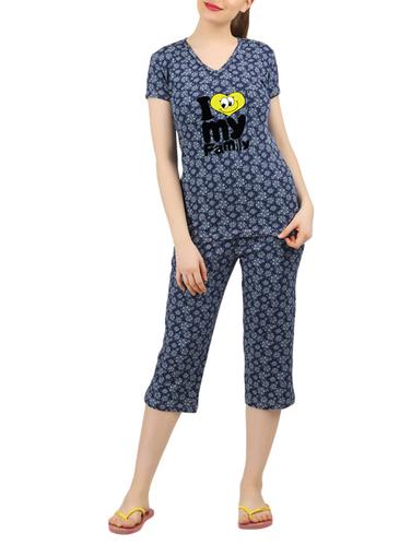 navy blue nightwear capri set - 14902771 - Very Small Image - 1