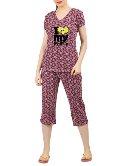 pink cotton nightwear capri set - 14902773 - Very Small Image - 1