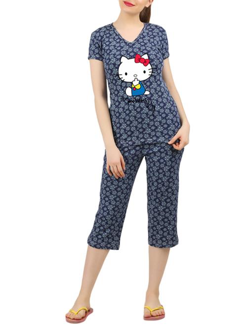 navy blue nightwear capri set - 14902789 - Very Small Image - 1