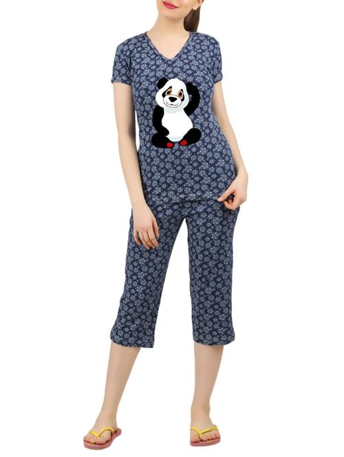 navy blue nightwear capri set - 14902807 - Very Small Image - 1