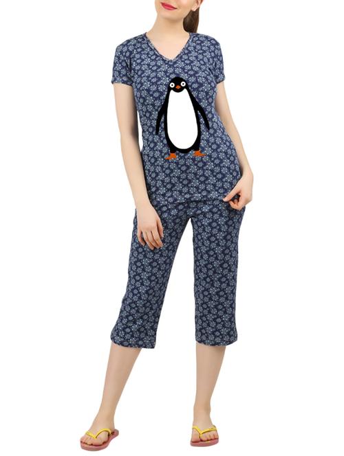navy blue nightwear capri set - 14902816 - Very Small Image - 1