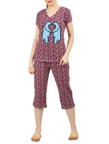 pink cotton nightwear capri set - 14902827 - Very Small Image - 1