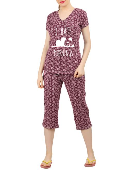 pink cotton nightwear capri set - 14902836 - Very Small Image - 1