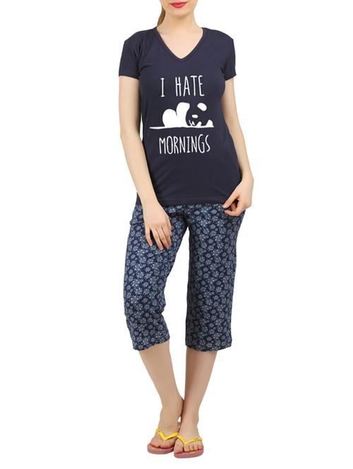 navy blue nightwear capri set - 14902837 - Very Small Image - 1