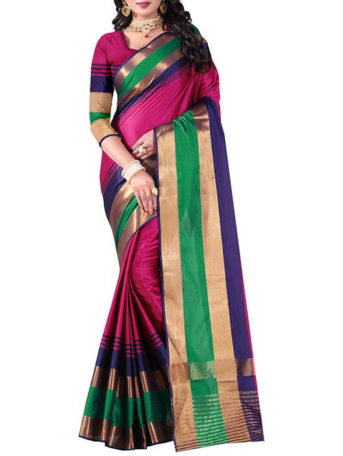 pink cotton ikat saree with blouse - 14902993 - Standard Image - 1