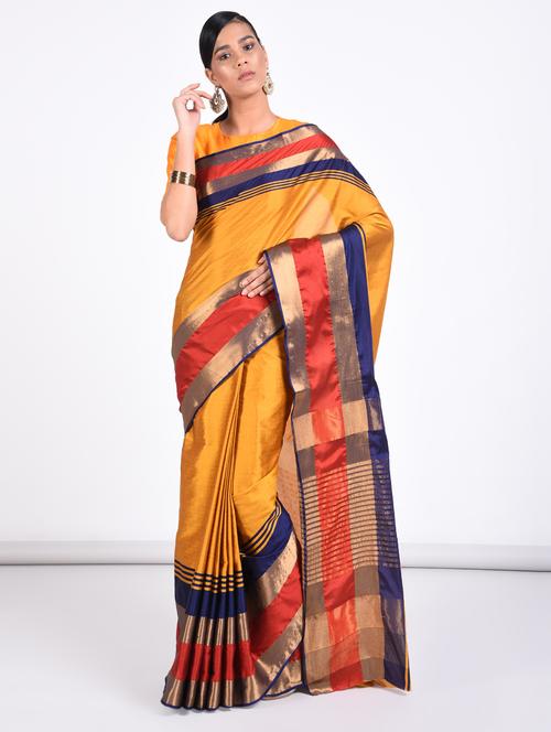 yellow cotton ikat saree with blouse - 14902996 - Standard Image - 1