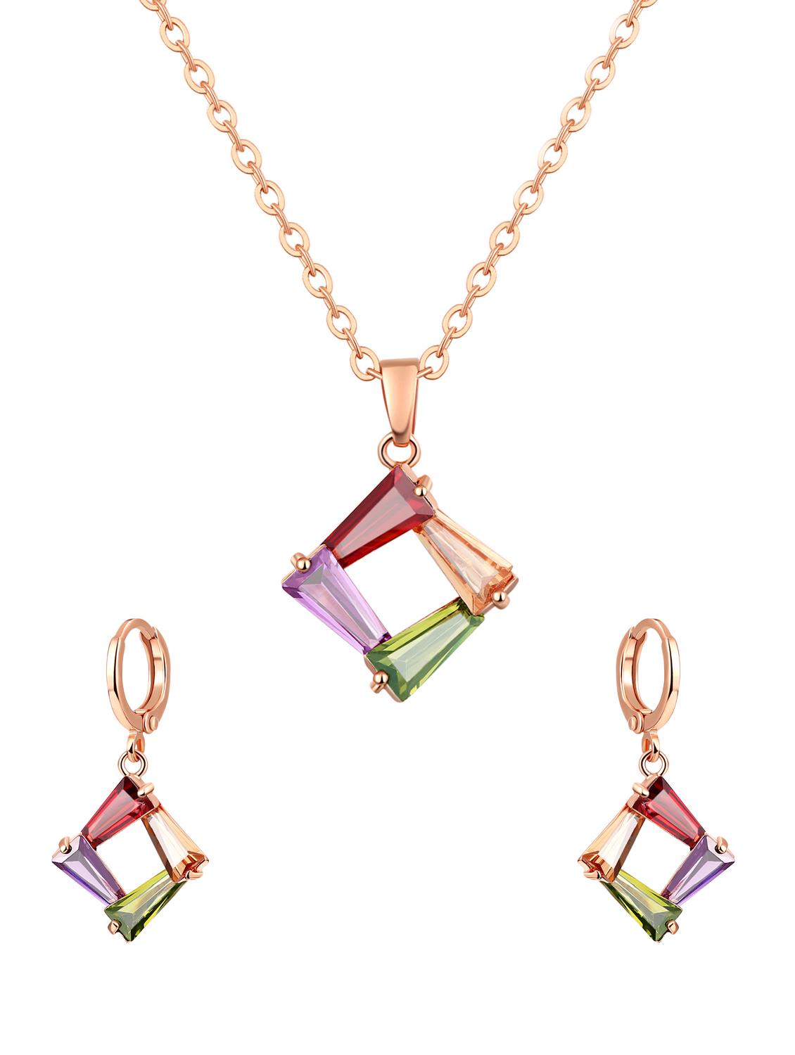 multi colored brass pendants and earrings - 14903135 - Zoom Image - 1
