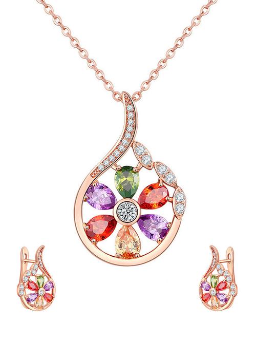 multi colored brass pendants and earrings - 14903143 - Standard Image - 1