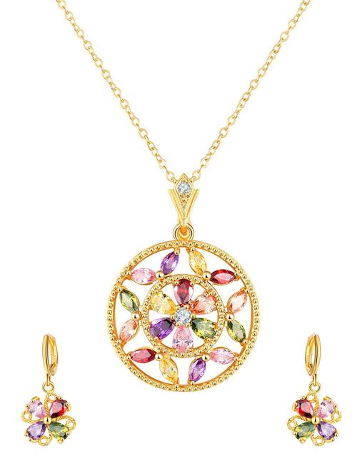 multi colored brass pendants and earrings - 14903154 - Standard Image - 1
