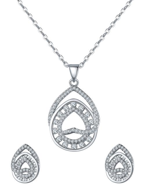 white brass pendants and earrings - 14903166 - Standard Image - 1