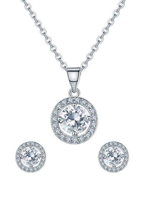 white brass pendants and earrings - 14903168 - Standard Image - 1