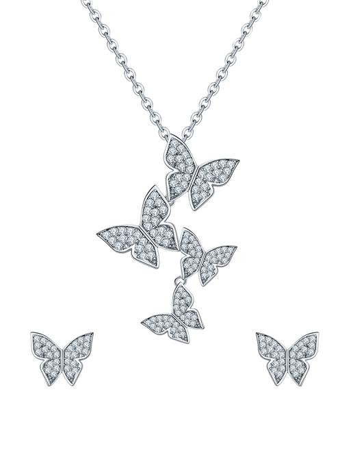 white brass pendants and earrings - 14903170 - Standard Image - 1