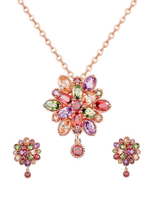 multi colored brass pendants and earrings - 14903182 - Standard Image - 1