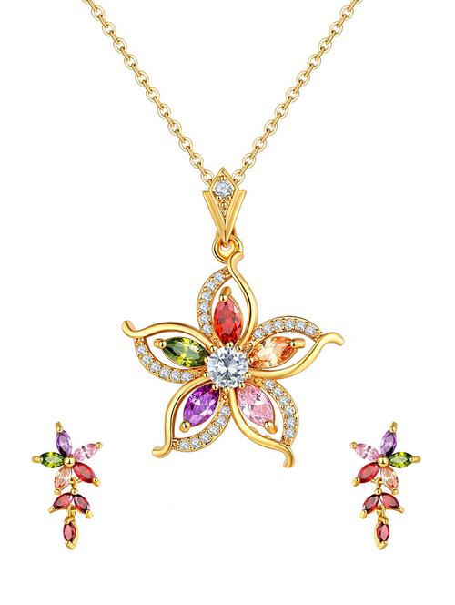multi colored brass pendants and earrings - 14903183 - Standard Image - 1