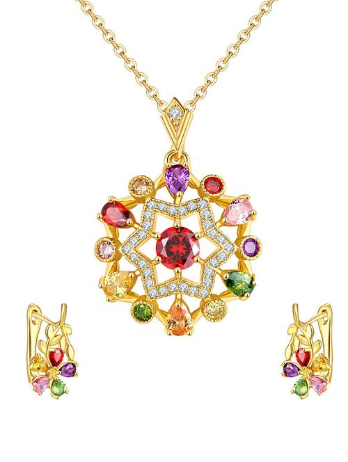 multi colored brass pendants and earrings - 14903184 - Standard Image - 1