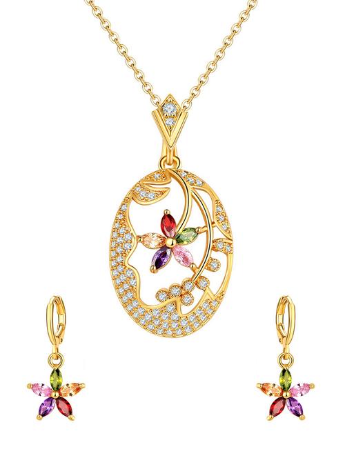 multi colored brass pendants and earrings - 14903185 - Standard Image - 1