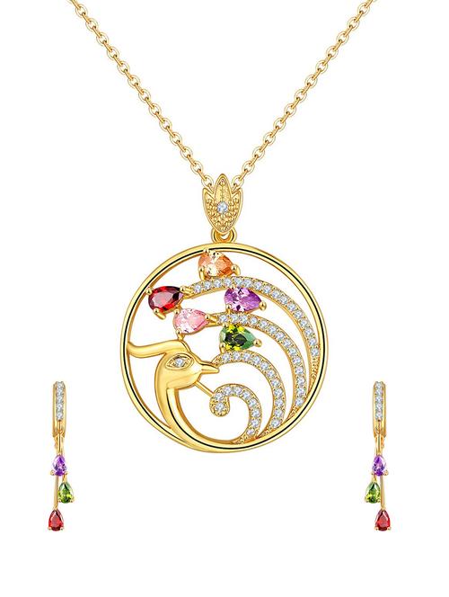 multi colored brass pendants and earrings - 14903188 - Standard Image - 1