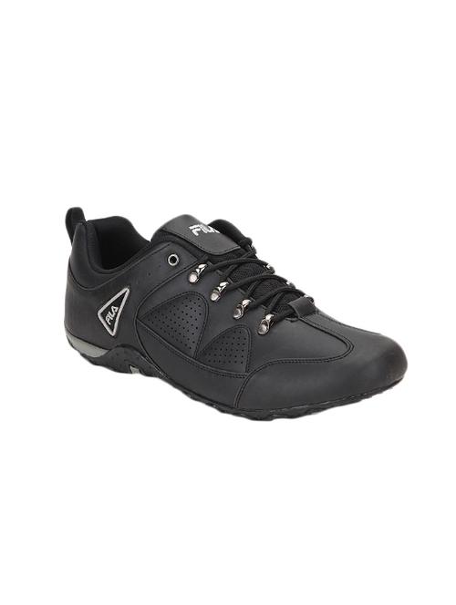 black leatherette lace up sneaker - 14903288 - Standard Image - 1