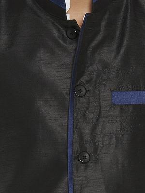 black silk nehru jacket - 14903379 - Standard Image - 4