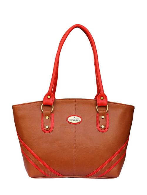 tan leatherette regular handbag - 14903472 - Very Small Image - 1
