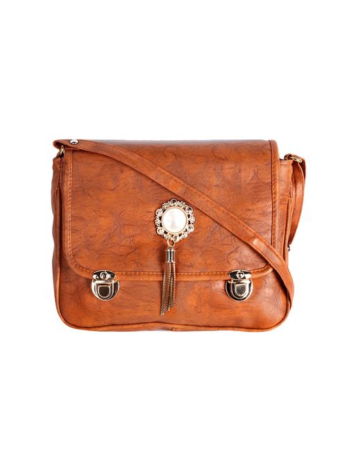brown leatherette regular sling bag - 14903543 - Very Small Image - 1
