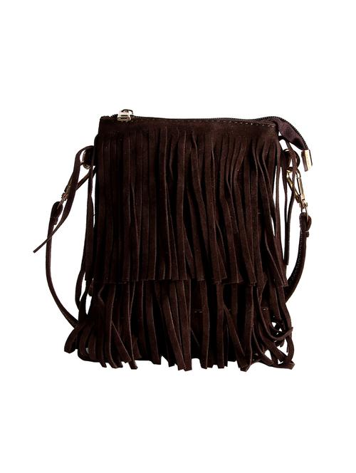 brown leatherette regular sling bag - 14903564 - Very Small Image - 1