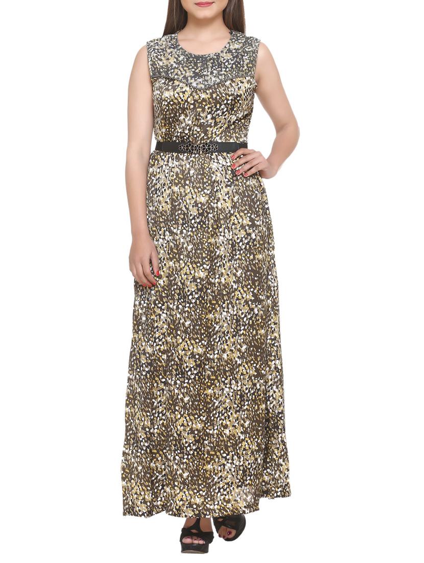 green printed belted dress - 14903635 - Zoom Image - 1