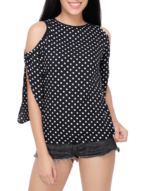 black cold shoulder top - 14904074 - Standard Image - 1