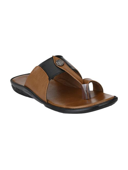 brown Leather slip on slipper - 14904078 - Very Small Image - 1