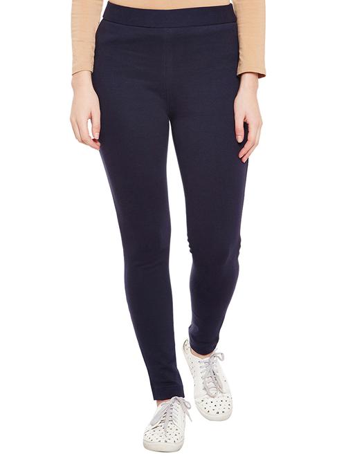 navy blue cotton solid jeggings - 14904091 - Very Small Image - 1