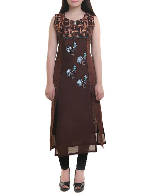 anah brown cotton straight kurta - 14904115 - Standard Image - 1