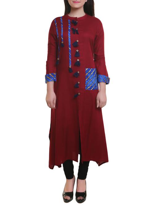anah red cotton straight kurta - 14904131 - Standard Image - 1