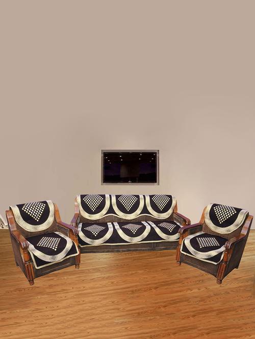 Chenille 5 Seater Sofa Cover Set ( 10 pcs) - 14904183 - Very Small Image - 1