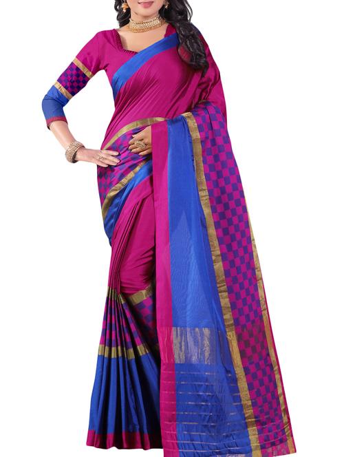 magenta cotton silk woven saree with blouse - 14904267 - Very Small Image - 1
