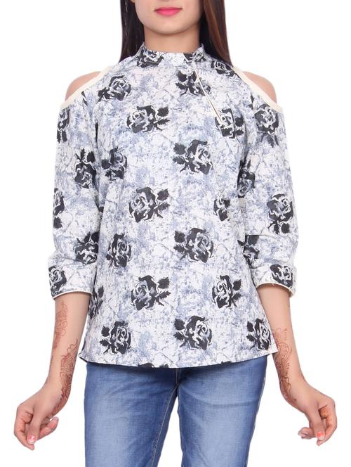 grey floral cotton top - 14904706 - Standard Image - 1
