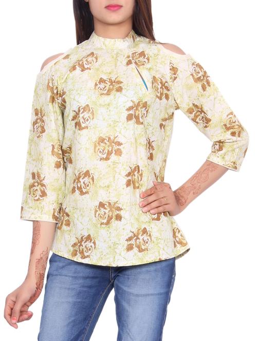 beige printed cotton top - 14904707 - Standard Image - 1