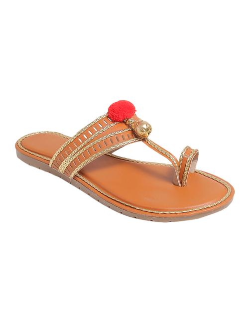 tan one toe kolhapuri - 14904931 - Standard Image - 1