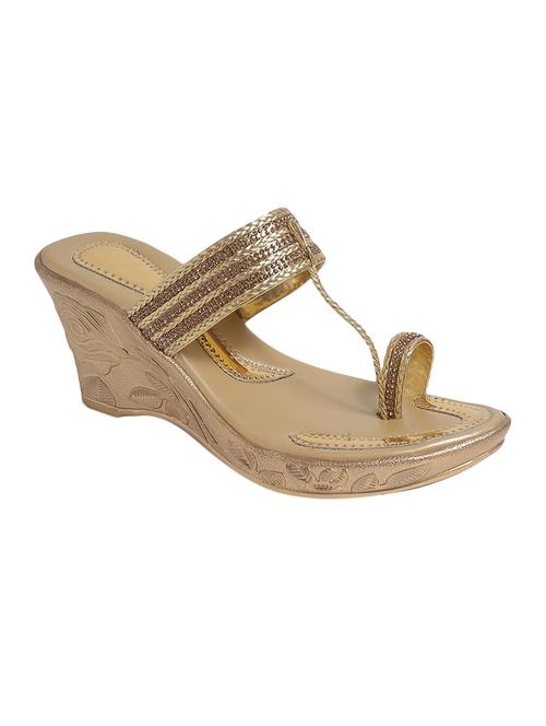 gold mesh platforms wedges - 14904949 - Standard Image - 1