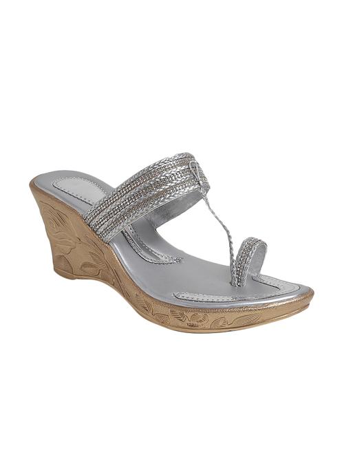 silver mesh platforms wedges - 14904950 - Standard Image - 1