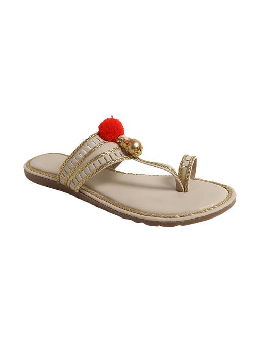 beige one toe kolhapuri - 14904963 - Standard Image - 1