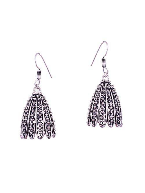 silver metal jhumka earrings - 14905027 - Standard Image - 1