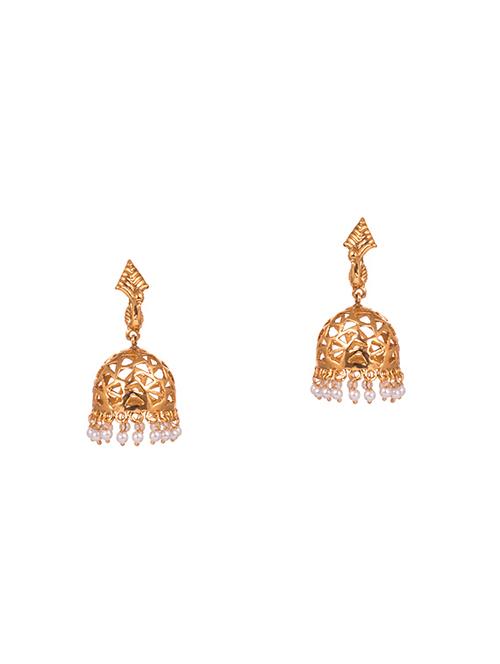 gold metal jhumka earrings - 14905058 - Standard Image - 1