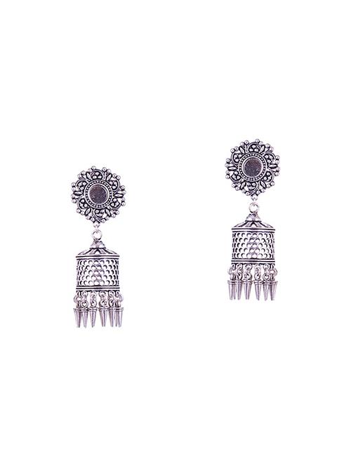 silver metal jhumka earrings - 14905072 - Standard Image - 1