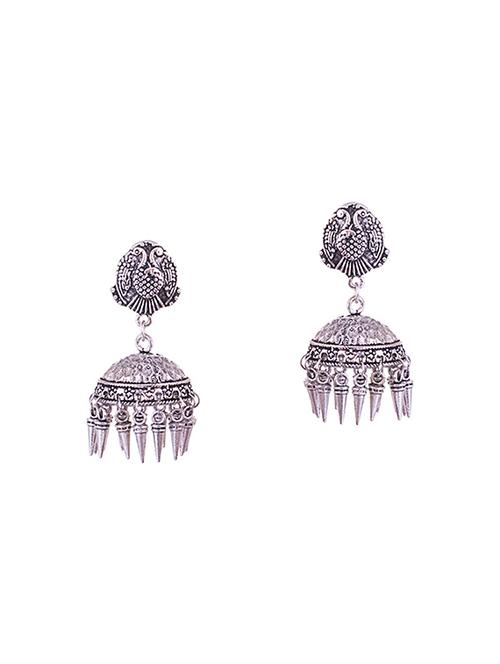 silver metal jhumka earrings - 14905073 - Standard Image - 1